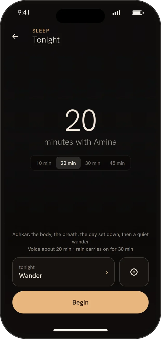The Still Heart Sleep screen, Tonight, 20 minutes with Amina